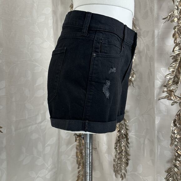 Old Navy Women's Size 6 Black Jack Boyfriend Shorts Distressed Cuffed Hem Summer - Picture 4 of 13